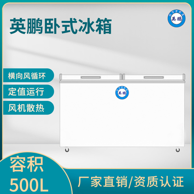 英鹏卧式冰箱-商用大容量冰箱-冷藏冷冻保鲜冷柜-500L