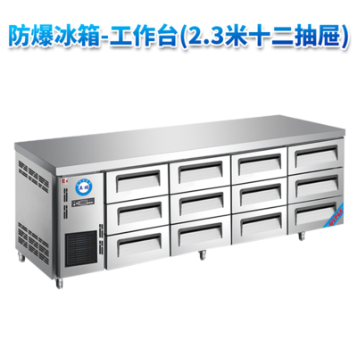 防爆冰箱-工作台(2.3米十二抽屉)450L